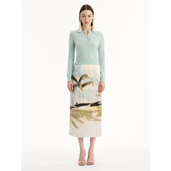Oscar de la Renta Wool Polo Pullover Knit, view 2