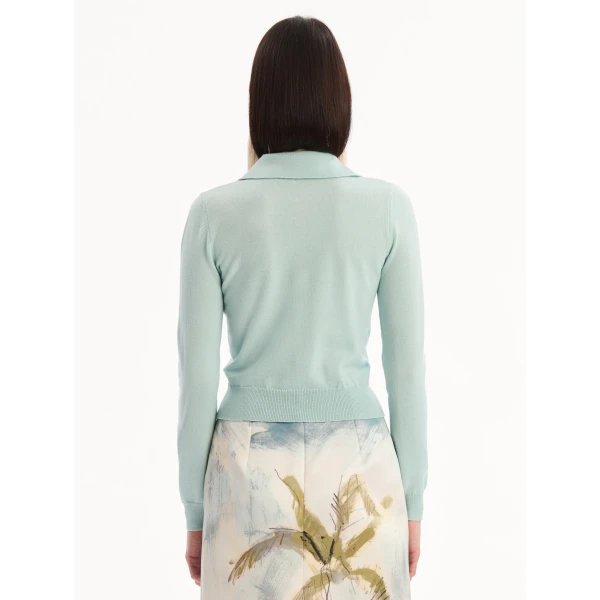 Oscar de la Renta Wool Polo Pullover Knit, view 3
