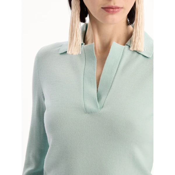 Oscar de la Renta Wool Polo Pullover Knit, view 6