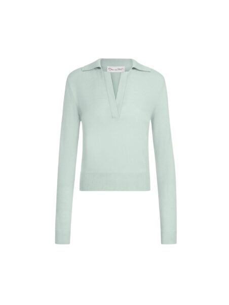 Oscar de la Renta Wool Polo Pullover - Knitwear - American Luxury Evening Wear at Luxury Shoes 