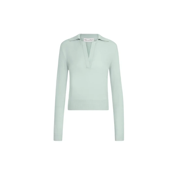 Oscar de la Renta Wool Polo Pullover Knit