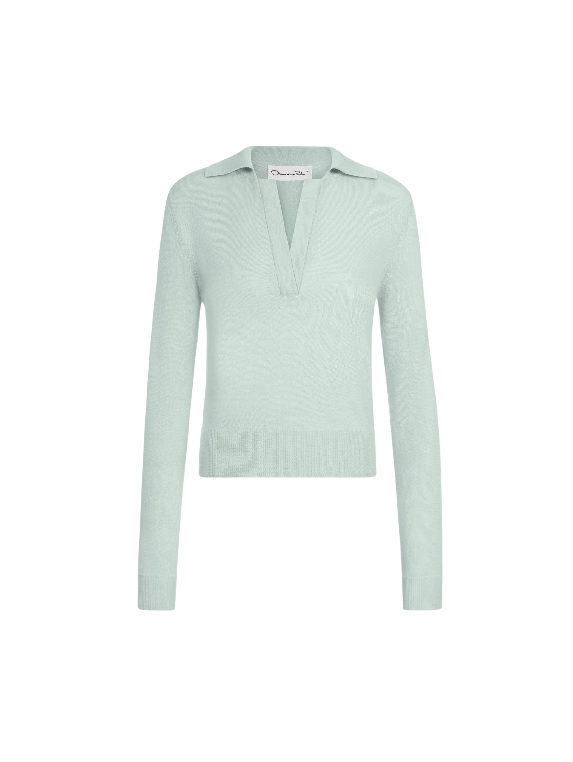 Oscar de la Renta Wool Polo Pullover Knit