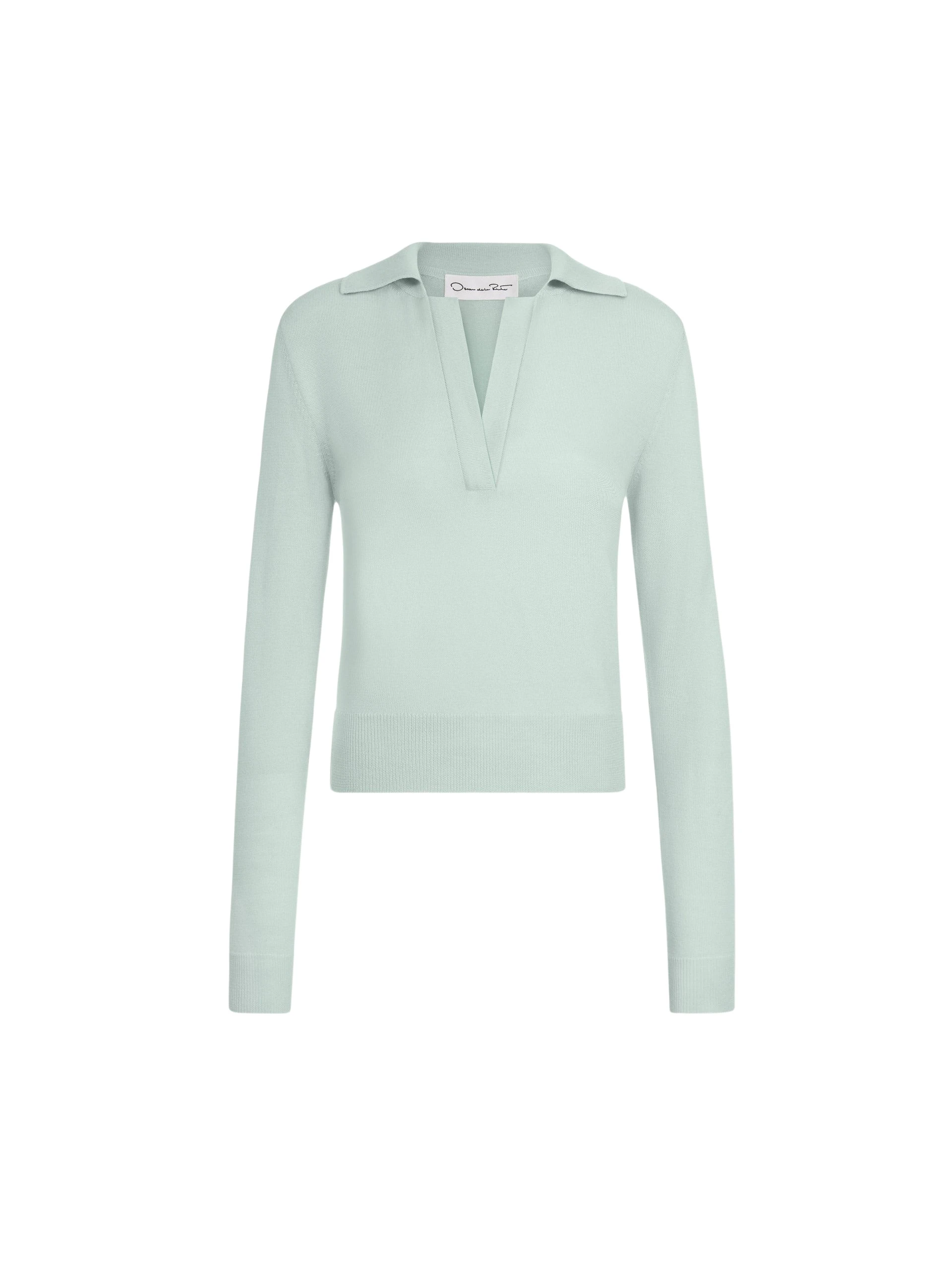 Oscar de la Renta Wool Polo Pullover Knit
