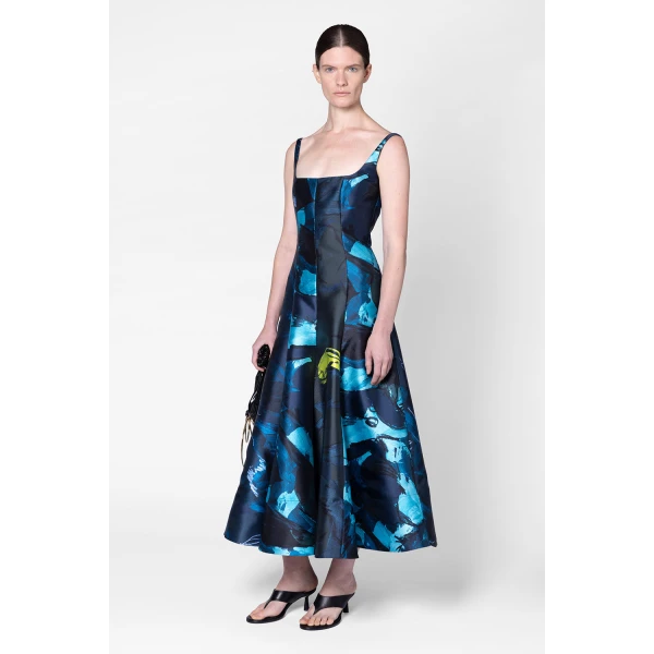 Roksanda Zelia Dress in Brush Stripe Verdant, view 6
