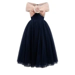 Richard Quinn Blush Camellia Bow Tulle Midi Dress