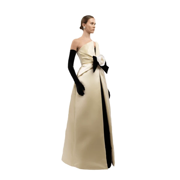 Richard Quinn Camellia Bow Column Gown, view 3