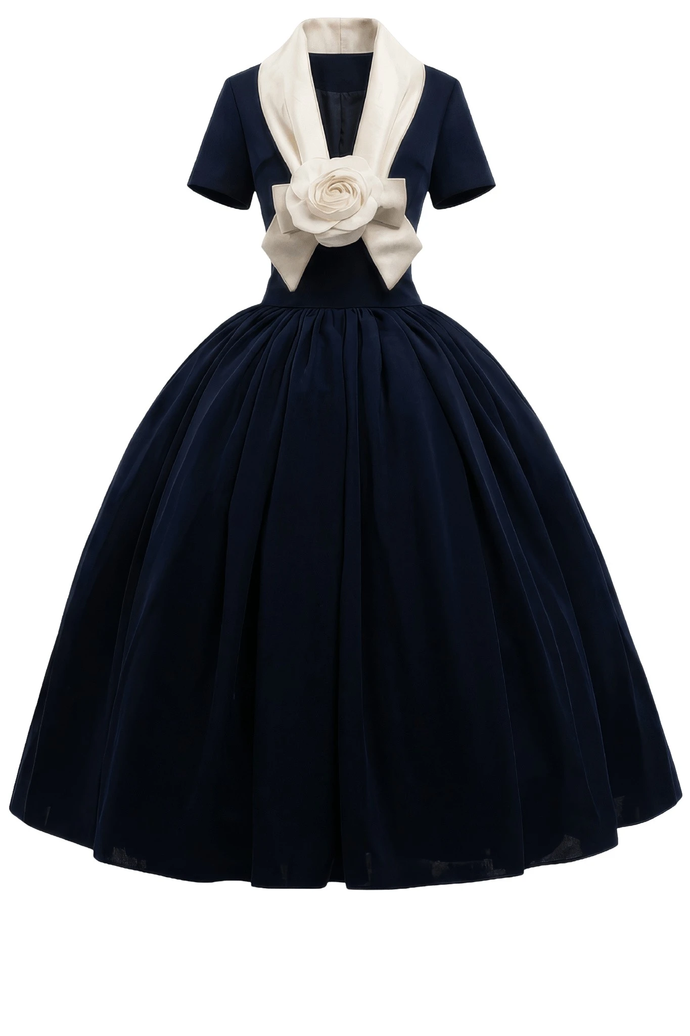 Richard Quinn Elsa Navy Silk Chiffon Gown