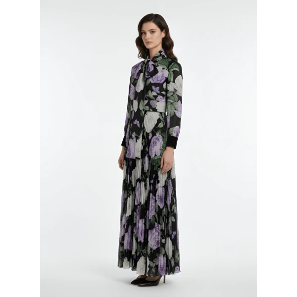 Richard Quinn Lilac Rose Floral Chiffon Gown, view 2