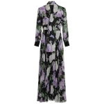 Richard Quinn Lilac Rose Floral Chiffon Gown