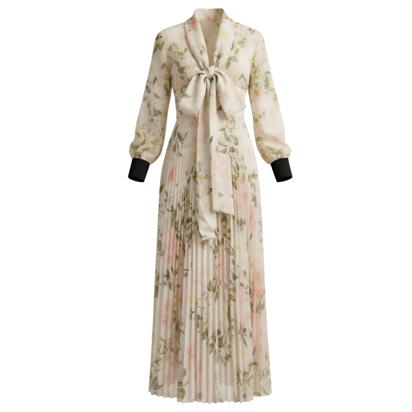 Richard Quinn Pink Floral Chiffon Gown