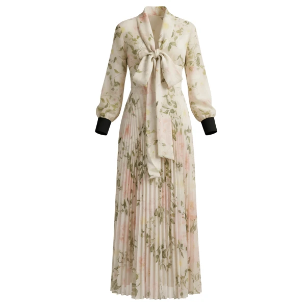 Richard Quinn Pink Floral Chiffon Gown