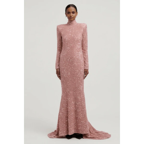 Richard Quinn Sequin High-Neck Evening Gown, view 2