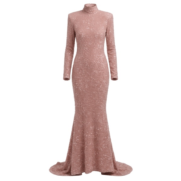 Richard Quinn Sequin High-Neck Evening Gown
