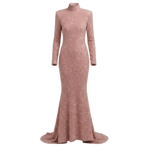 Richard Quinn Sequin High-Neck Evening Gown