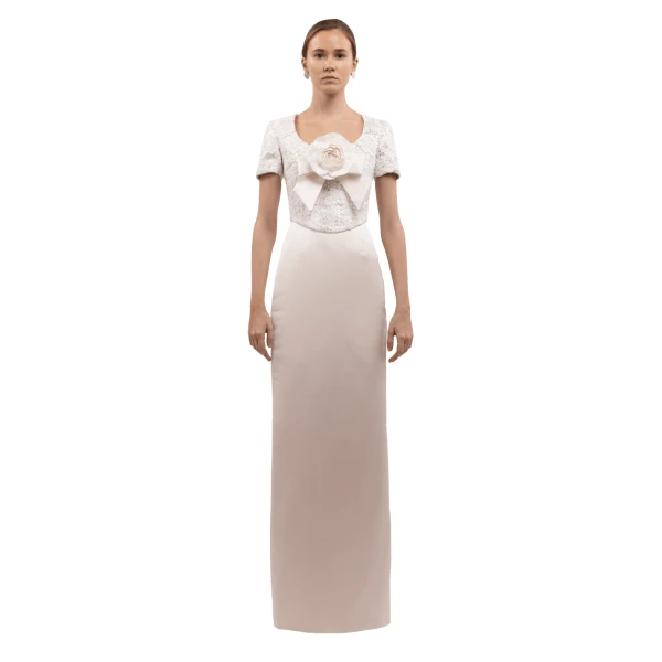 Richard Quinn Sequined Bodice Rose Gown, view 2