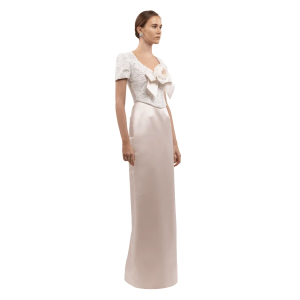 Richard Quinn Sequined Bodice Rose Gown, view 3