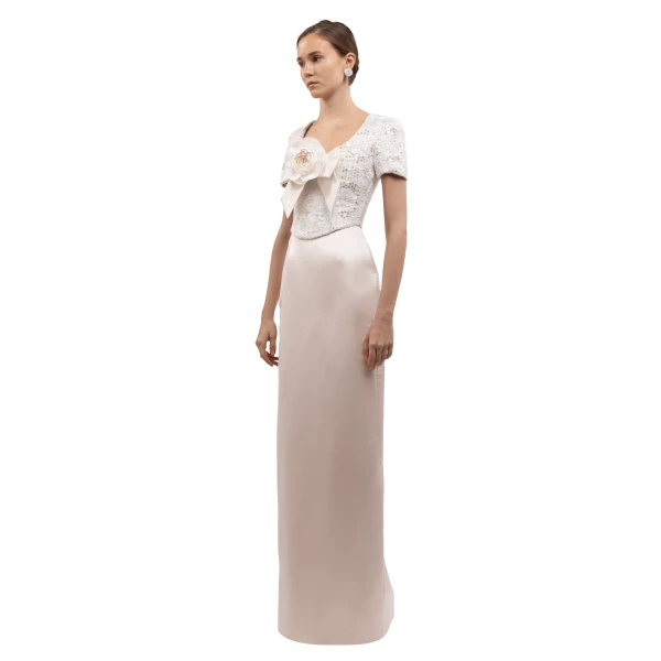 Richard Quinn Sequined Bodice Rose Gown, view 4