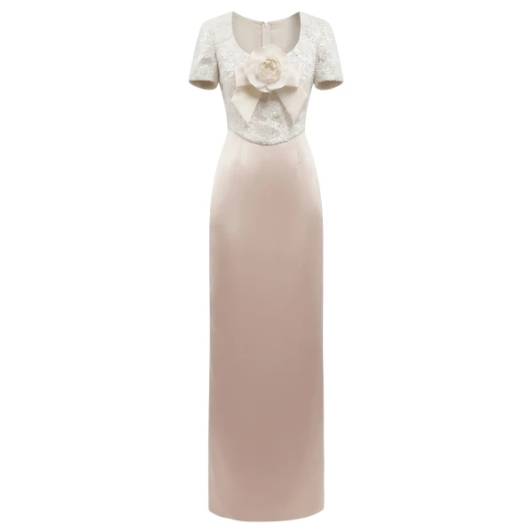 Richard Quinn Sequined Bodice Rose Gown
