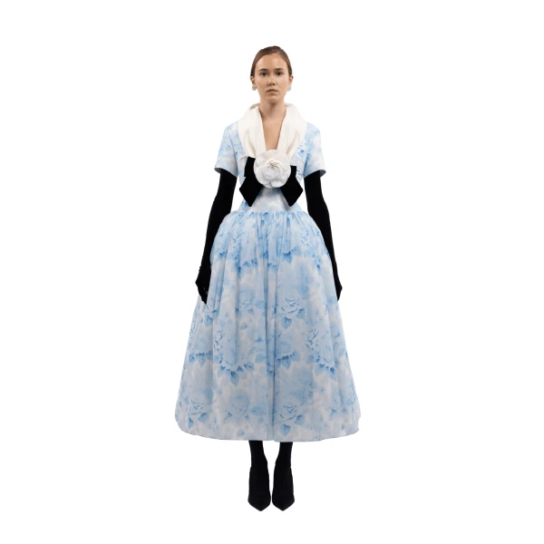 Richard Quinn Sky Blue Rose Midi Dress, view 2