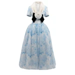 Richard Quinn Sky Blue Rose Midi Dress