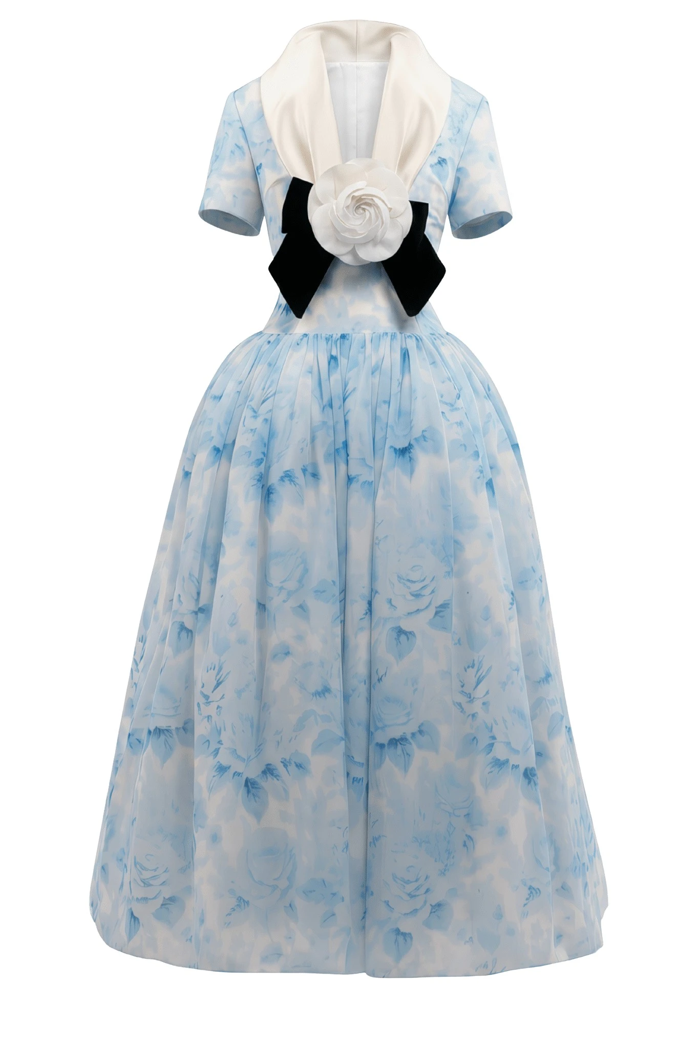 Richard Quinn Sky Blue Rose Midi Dress