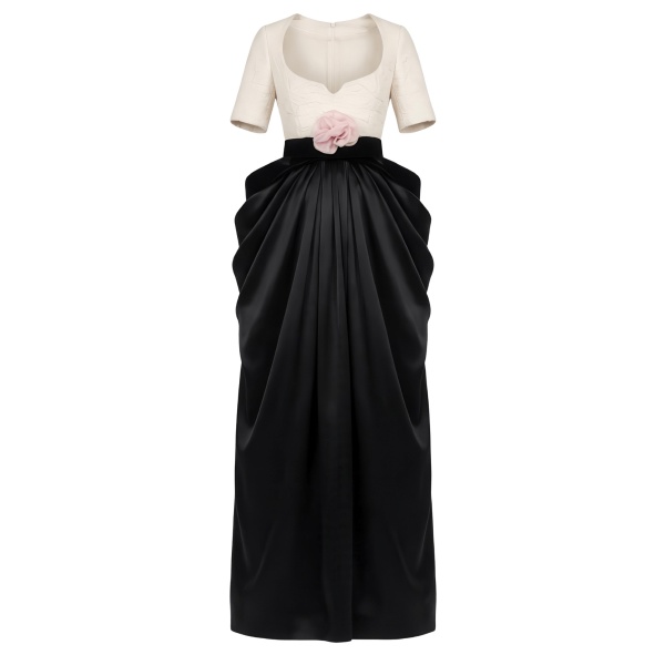 Richard Quinn Two-Tone Gown with Floral Waist Detail