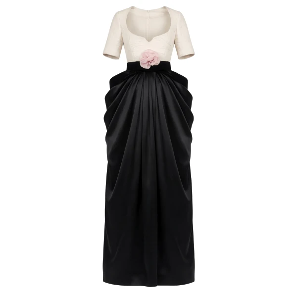Richard Quinn Two-Tone Gown with Floral Waist Detail