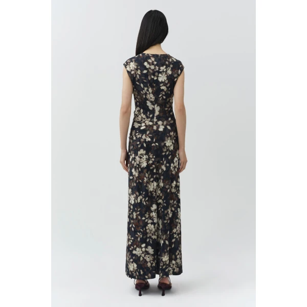 Simkhai Acacia Draped Jersey Midi Dress in Black Multi, view 7