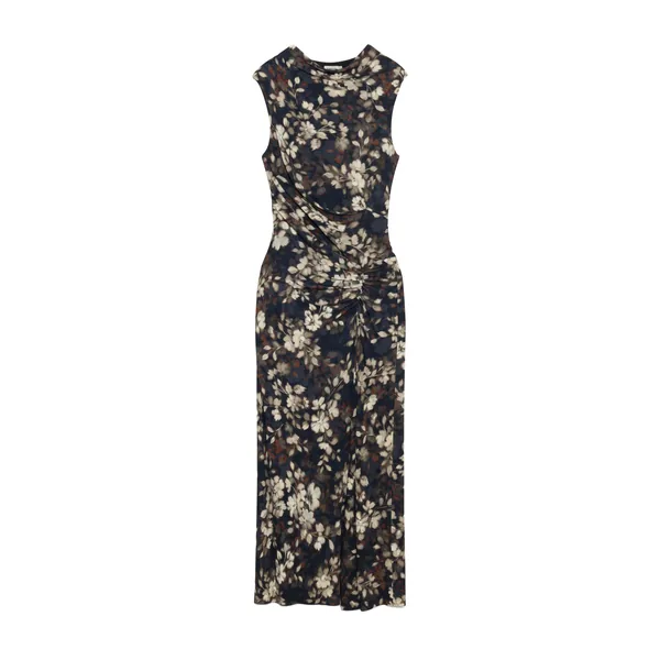 Simkhai Acacia Draped Jersey Midi Dress in Black Multi