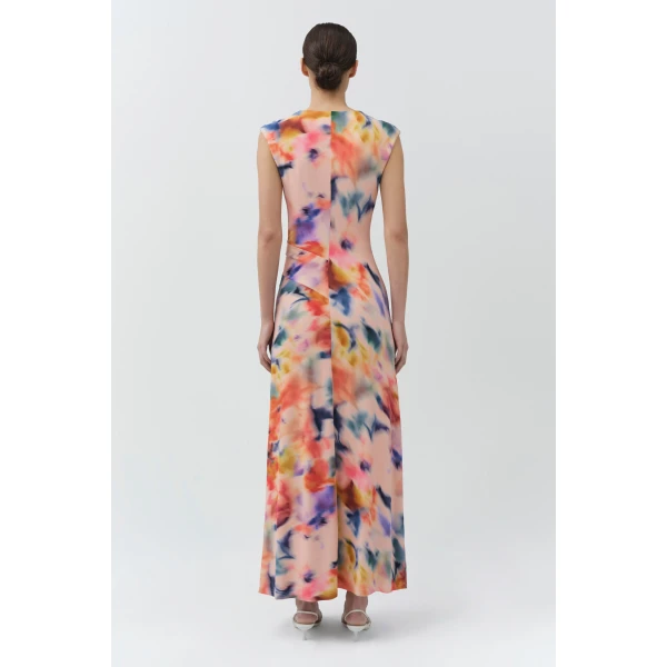 Simkhai Acacia Draped Jersey Midi Dress in Daisy Multi, view 7