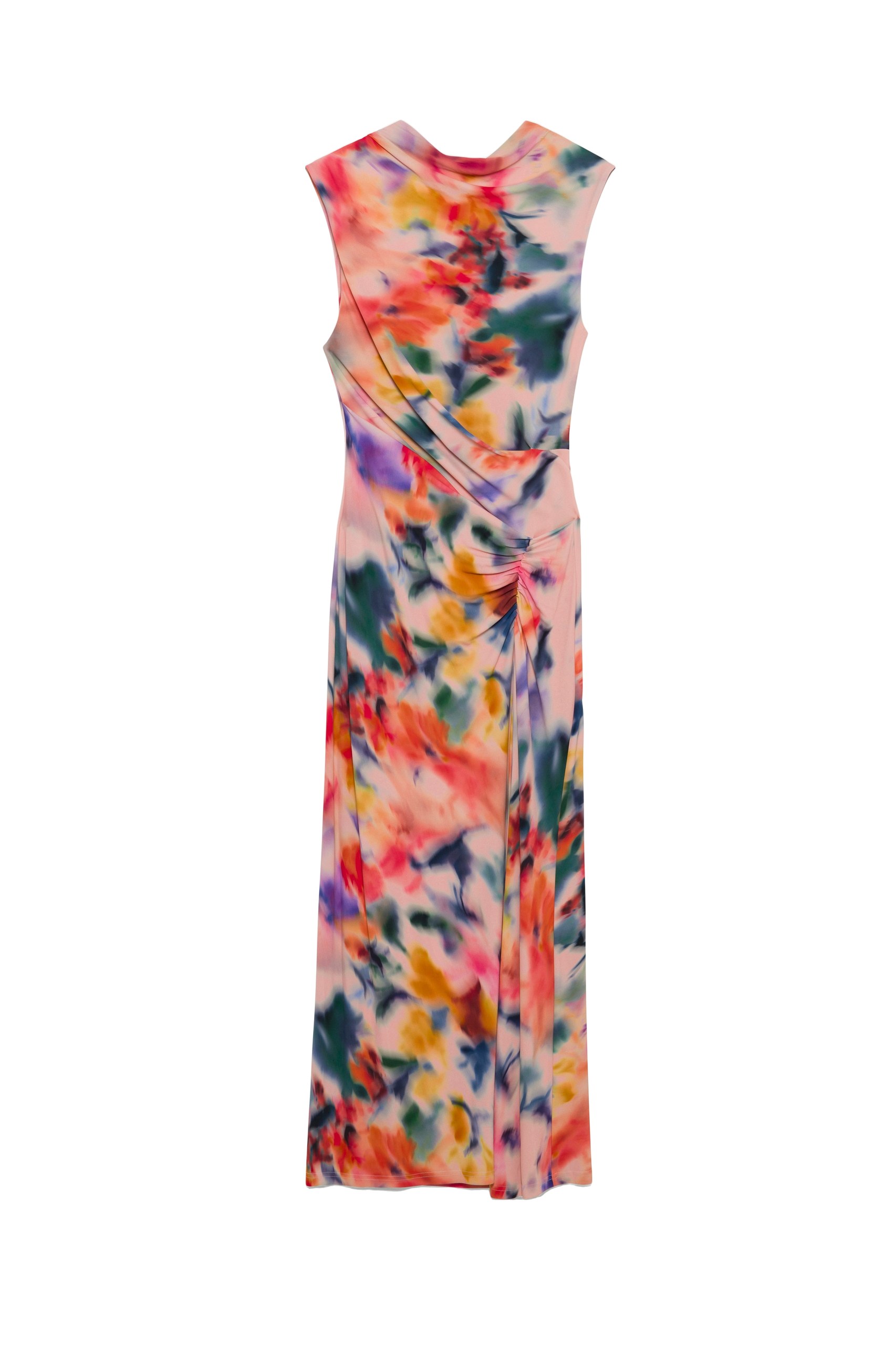 SIMKHAI Acacia Draped Jersey Midi Dress in Daisy Multi