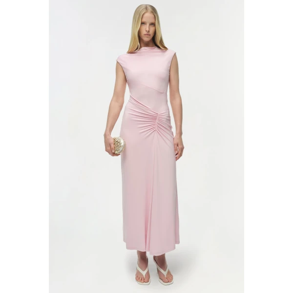 Simkhai Acacia Draped Jersey Midi Dress in Tulip, view 6