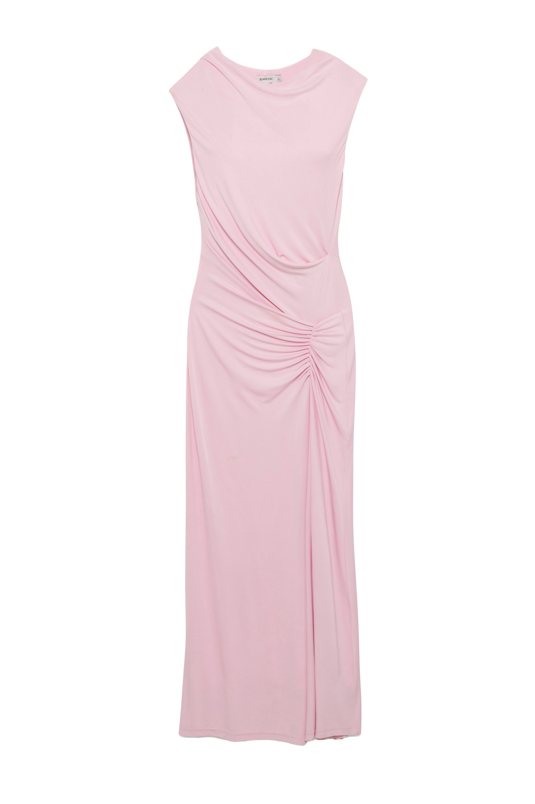 SIMKHAI Acacia Draped Jersey Midi Dress in Tulip