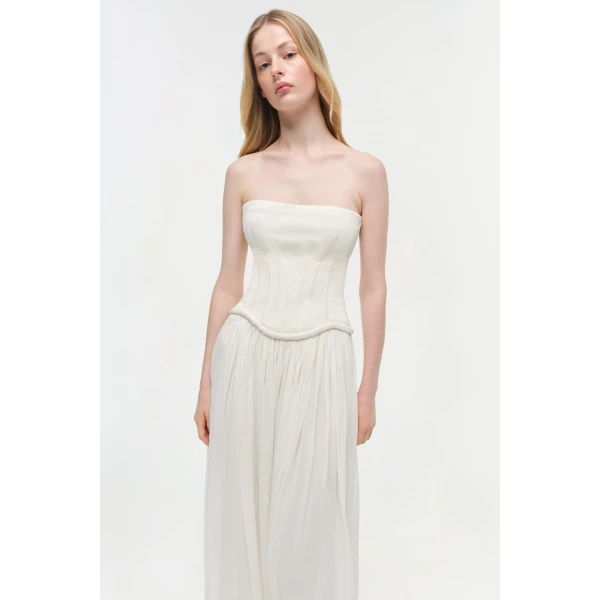 Simkhai Adalys Strapless Jersey Dress in Ivory, view 2