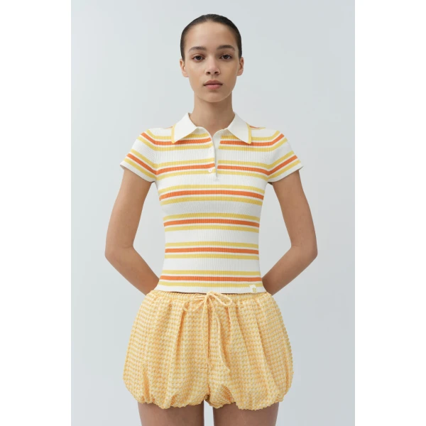 Simkhai Addie Bubble Shorts in Mango Ivory, view 3