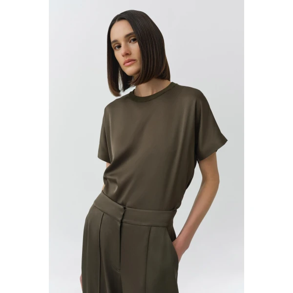 Simkhai Addy Satin Combo Tee in Sea Turtle Top, view 2