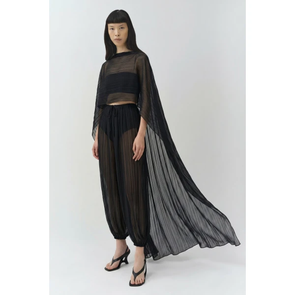 Simkhai Afton Crinkle Jersey Balloon Pant in Black, view 5