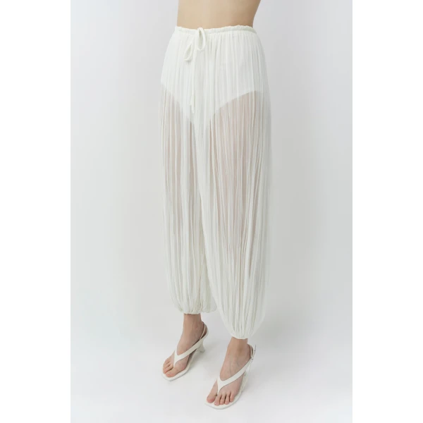 Simkhai Afton Crinkle Jersey Balloon Pant in Ivory, view 4