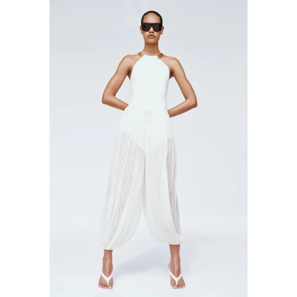 Simkhai Afton Crinkle Jersey Balloon Pant in Ivory, view 6