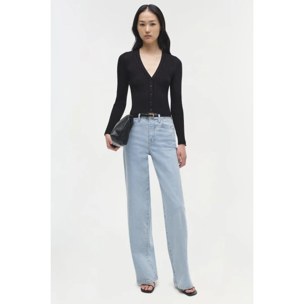 Simkhai Ailany Rib Knit Cardigan in Black, view 6