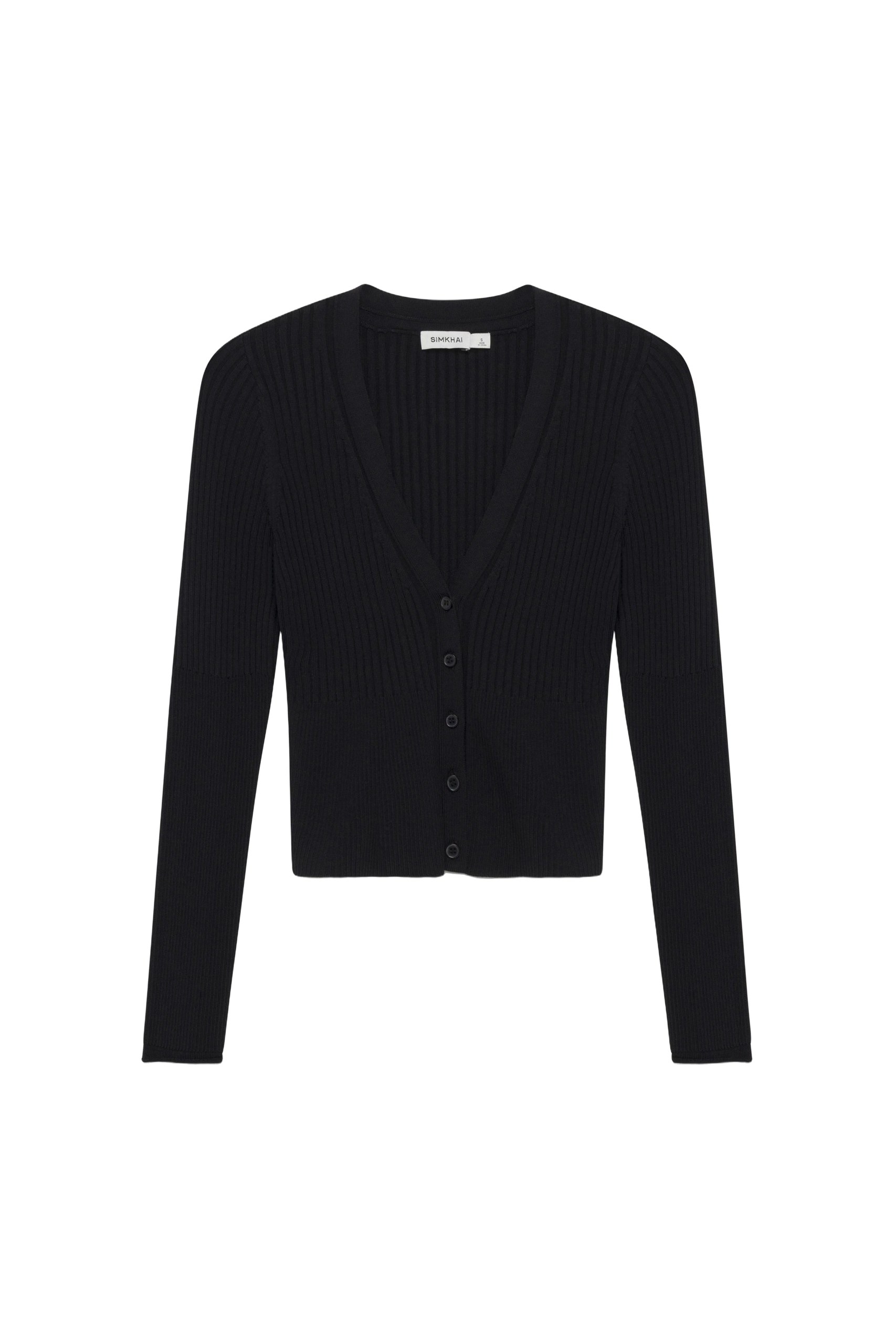 SIMKHAI Ailany Rib Knit Cardigan in Black
