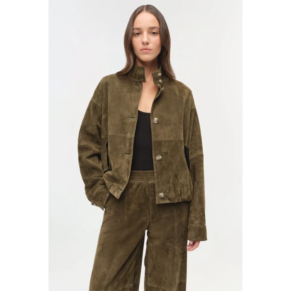 Simkhai Albie Suede Pant in Ivy, view 4