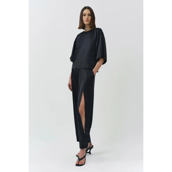 Simkhai Alina Satin Top in Black, view 4