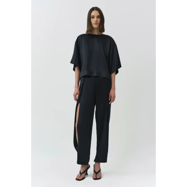 Simkhai Alina Satin Top in Black, view 6