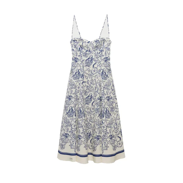 Simkhai Analise Linen Bustier Midi Dress in Blueberry Multi