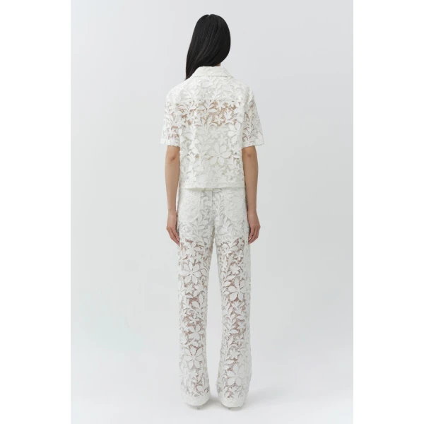 Simkhai Annaelle Cotton Lace Top in White, view 4
