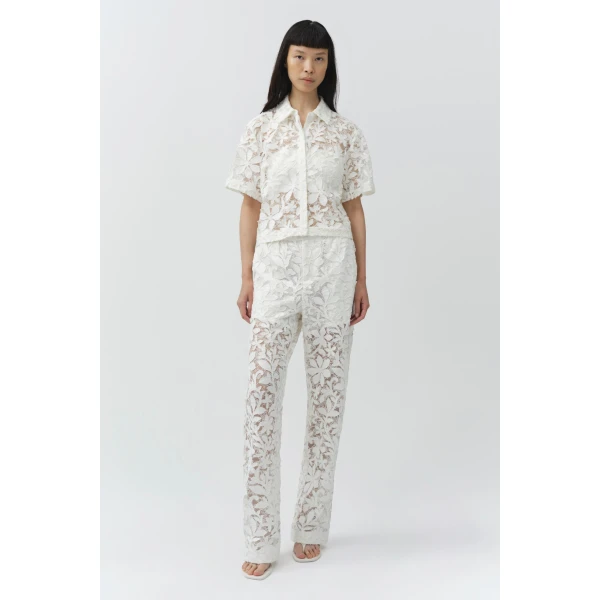 Simkhai Annaelle Cotton Lace Top in White, view 6