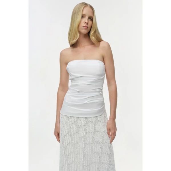 Simkhai Annalise Cotton Lace Midi Dress in Ivory, view 3