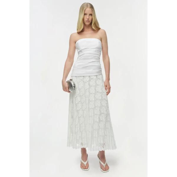 Simkhai Annalise Cotton Lace Midi Dress in Ivory, view 6