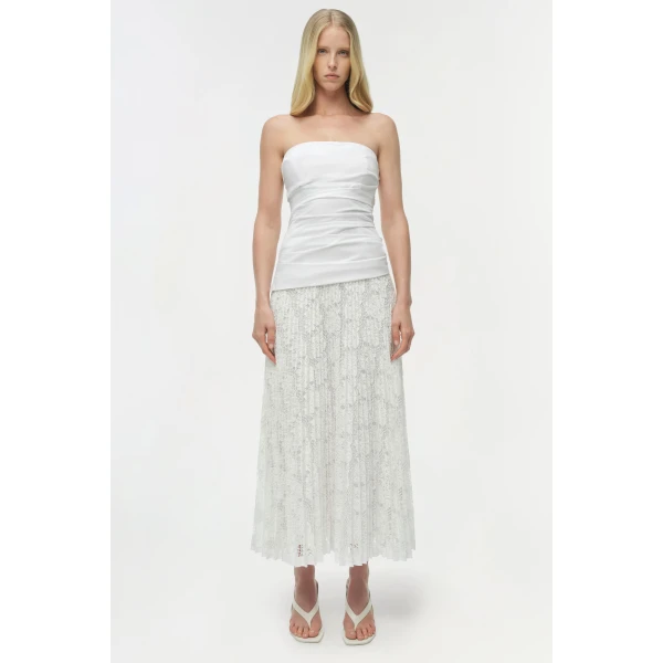 Simkhai Annalise Cotton Lace Midi Dress in Ivory, view 7